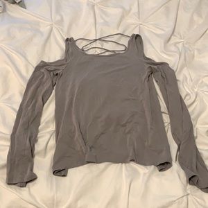 Hollister light gray off the shoulder long sleeve top